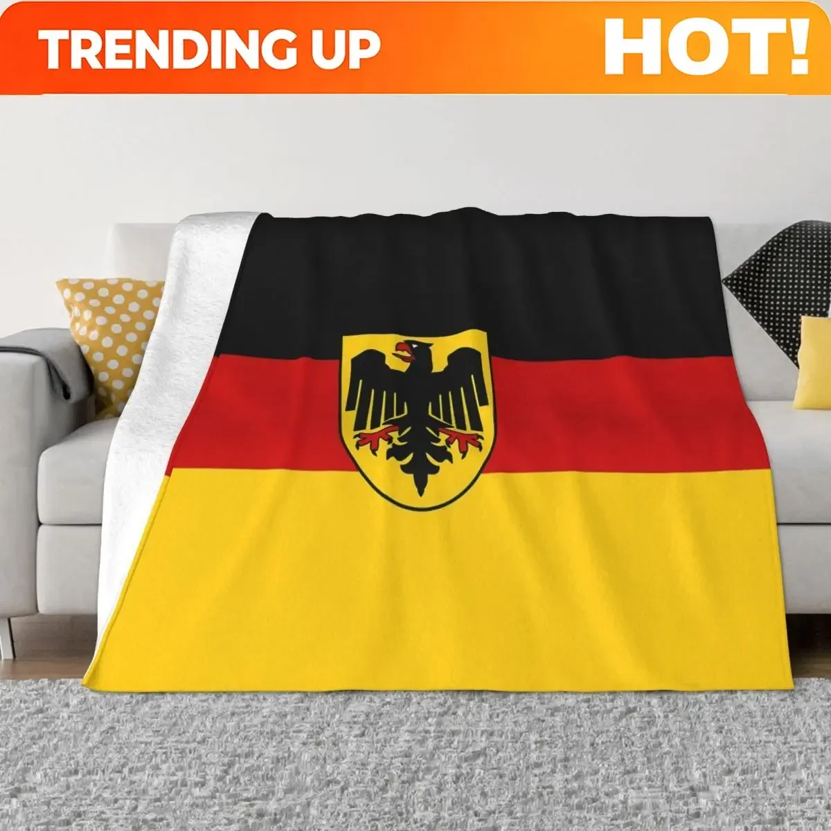 Customization Custom German State Flag Germany Blanket Imperial Eagle Fuzzy Throw Blanket Bedroom Sofa Printed