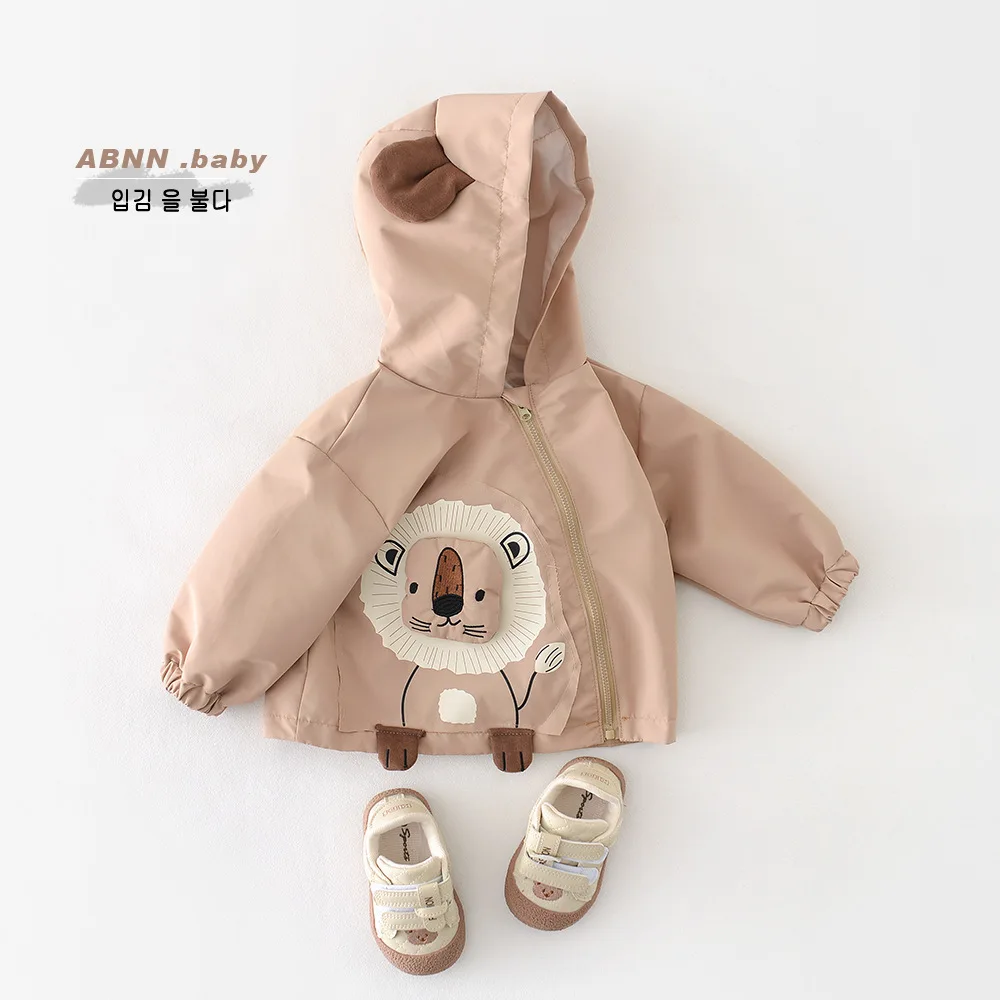 

2026 весеннее новое детское пальто с капюшоном и длинными рукавами для мальчиков и девочек, милая куртка на молнии с героями мультфильмов, хлопковое детское повседневное пальто, одежда для малышей