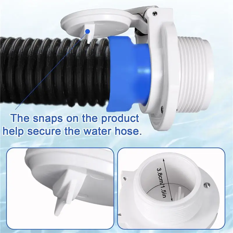 A01F-2X W400BWHP Vacuum Safety Lock, Free Rotation Pool Vacuum Adapter For Hose Pool Cleaner Wall Fitting