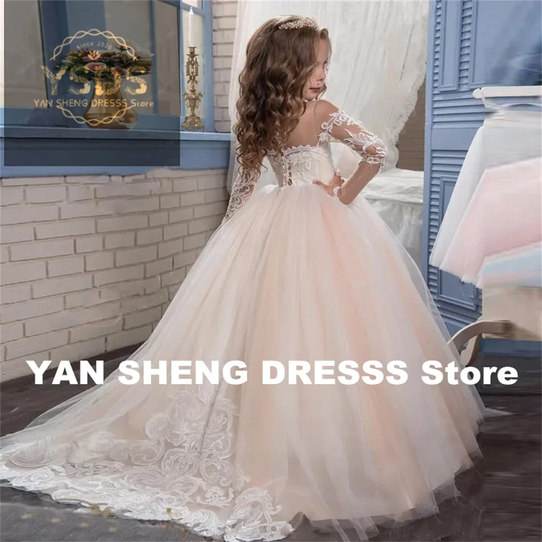 Flower Girls Dresses For Wedding Little Girl Toddlers Vintage Lace Child Princess First Communion Pageant Ball