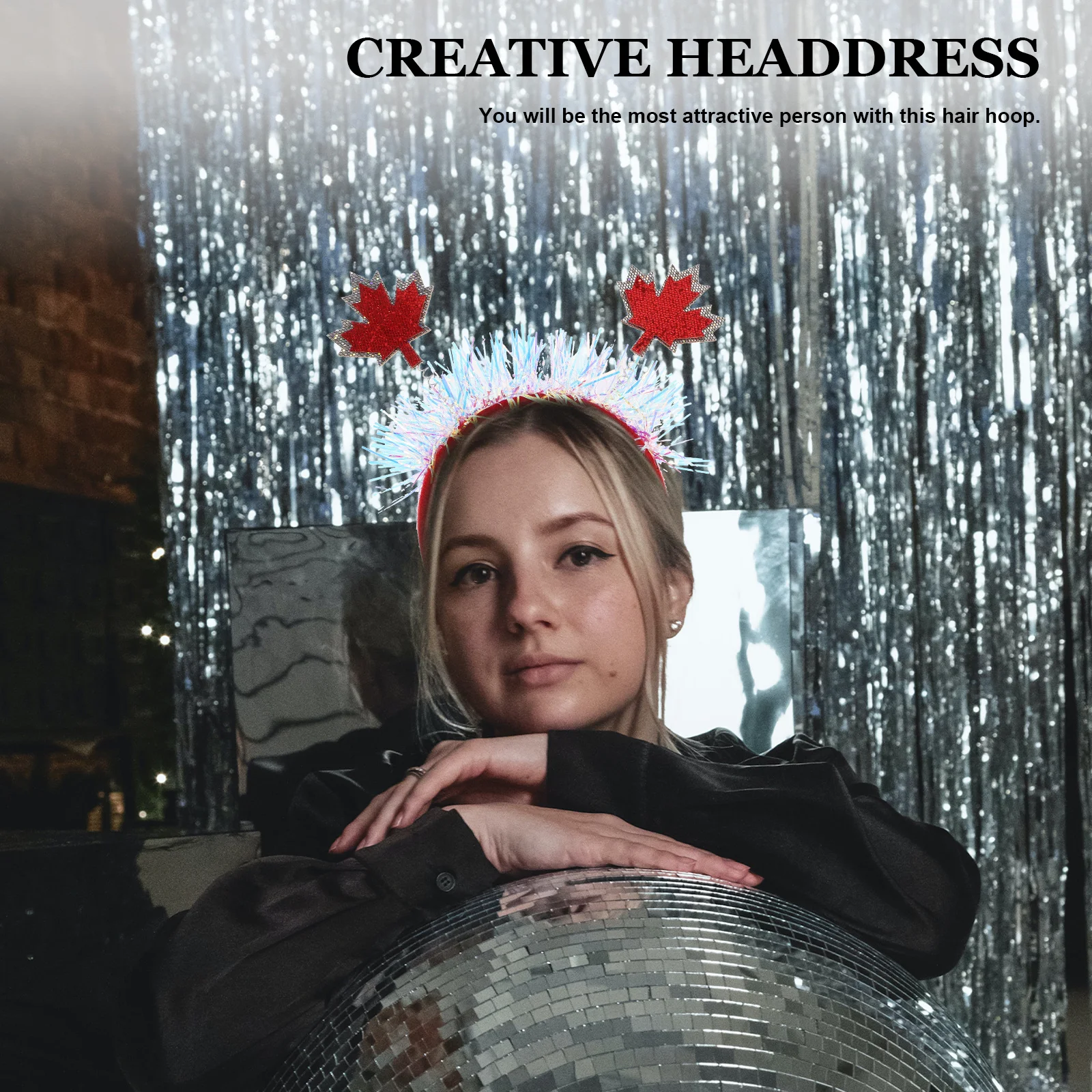 

2Pcs Maple Leaf Canada Headbands Tinsel Hair Band Party Festival Hair Accessories Women Party Headband Womens Headband