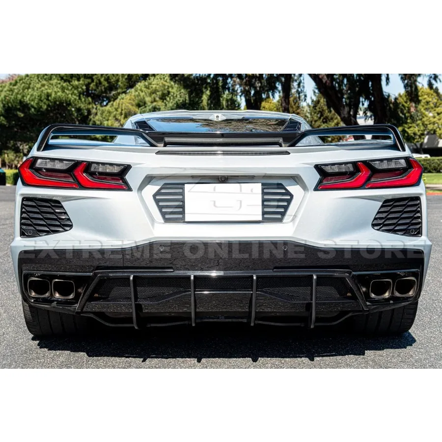 يناسب جميع موديلات قاعدة كورفيت C8 موجودة لعام 2020، مصد خلفي على الطراز الأداء، ناشر سفلي، زوج من البلاستيك ABS