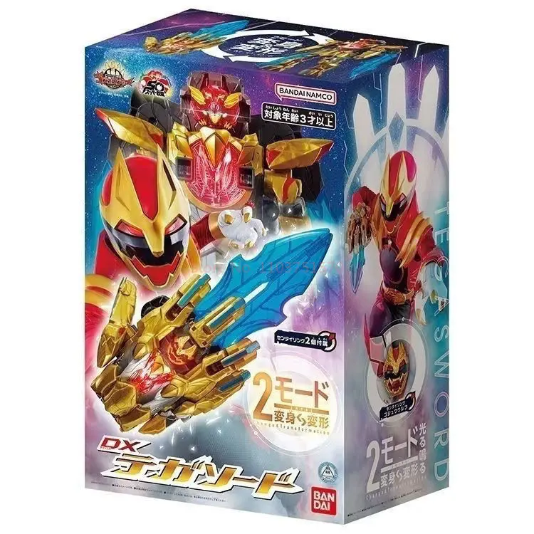 ของแท้จาก Bandai ฟิกเกอร์ DX No.1 Sentai Gozyuger Tegasword Leon Buster 50 Sentai พร้อมแหวน ของเล่นสะสม ของขวัญ