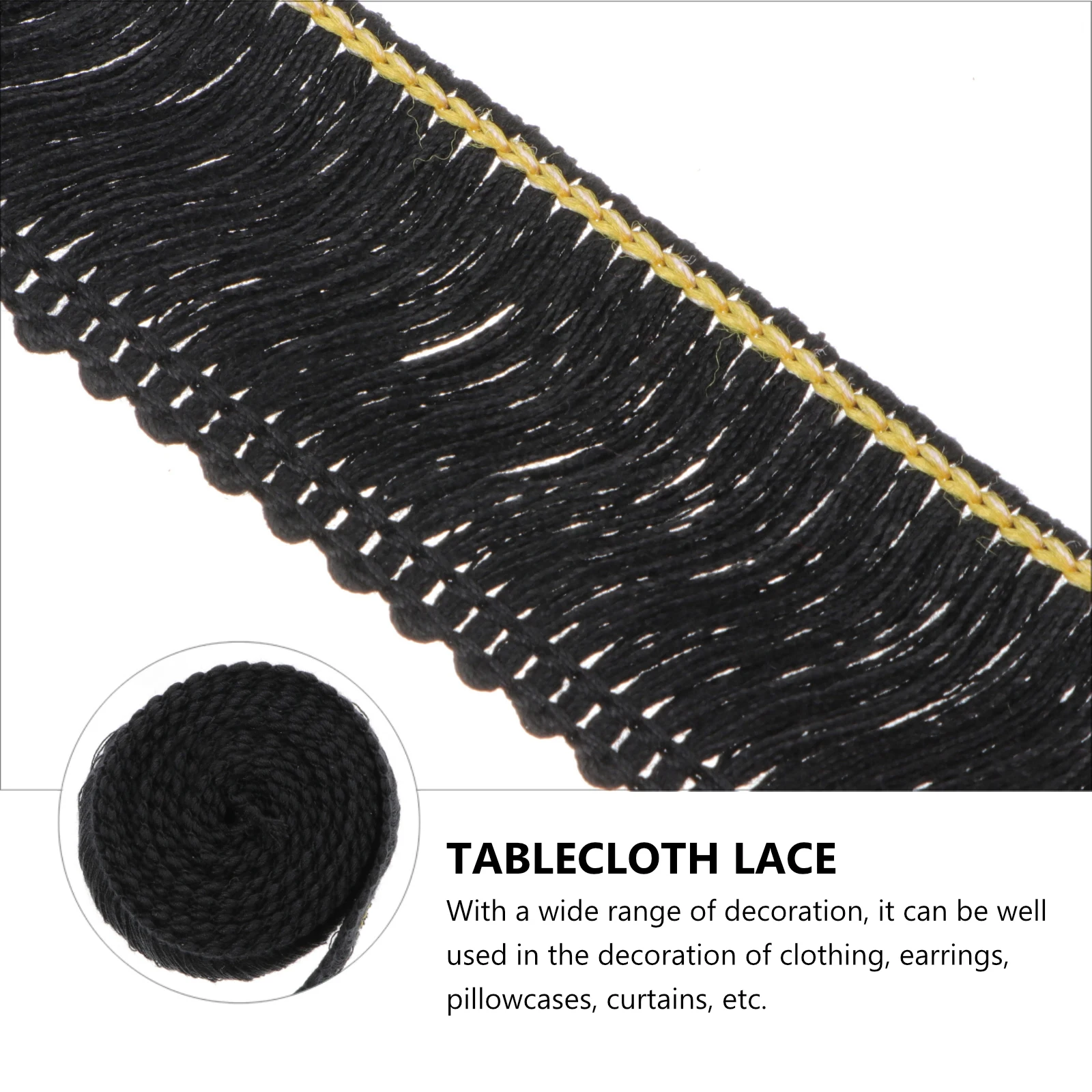 

1pc Fringed Lace Trims Black Diy Sewing Craft Decorative Ribbon For Clothing Curtains Pillowcases Tablecloth Apparel Accessories