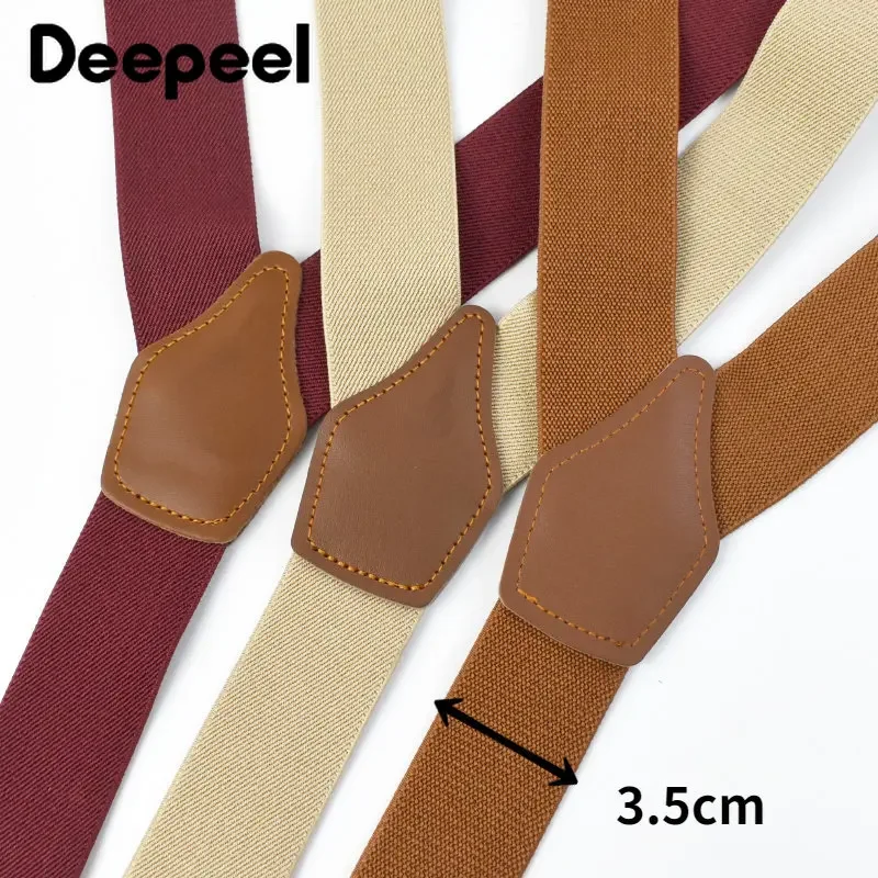 DeePull-メンズ調節可能な弾性ストラップボタンブレース、大人のサスペンダー、カジュアルな男性のシャツ、ジーンズ、ジョックストラップサスペンダー、6クリップ、3.5x125cm