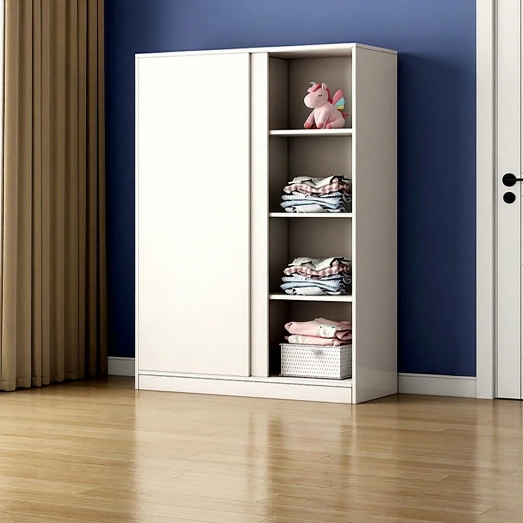 ^Solid Wood Wardrobe Drawer Compartment Sliding Door Bedroom Furniture Simple Modern Storage Cabinet Small