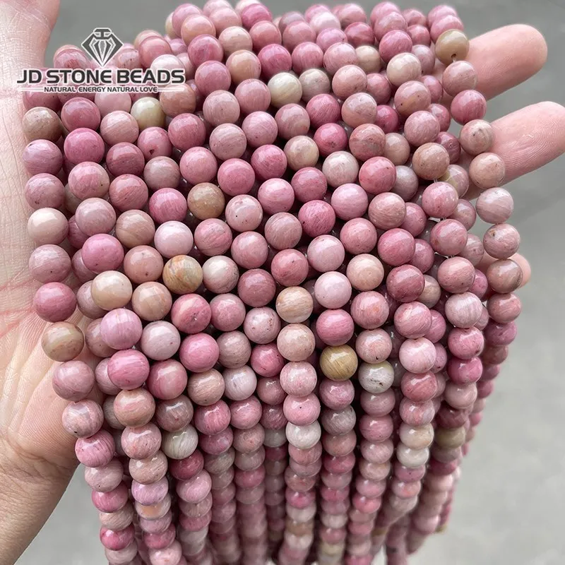 

5A Natural Stone Red Rhodonite Round Loose Beads 4 6 8 10 12MM Fit DIY Charms Bracelet Earring For Jewelry Making Accessory