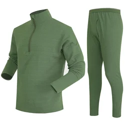 Winter Men's Fleece Thermal Hunting Lining Shirt And Pants Suit Outdoor Tactical Mountaineering Fit Breathable Warm Underwear