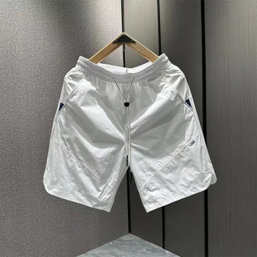 Summer Men's Trendy Brand Thin Quick-drying Shorts 2026 Casual Sports Half Pants Striped Splicing Outer Beach Short Pants