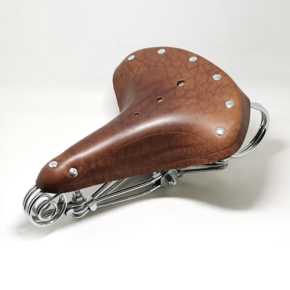 G46 Fahrradsattel Vintage 100% Rindsleder-Sattel Verstärkter Metallrahmen im Alten Stil – Detail 25