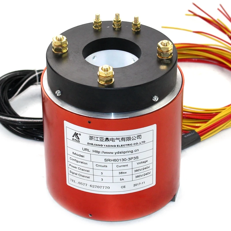 SRH60130 series electrically rotating through hole conductive slip ring