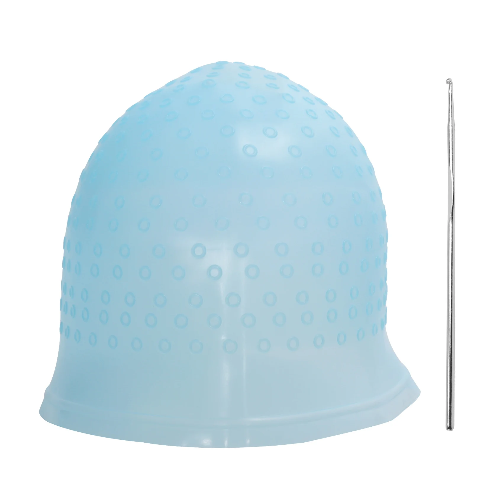 

Reusable Salon Highlighting Dye Hair Coloring Frosting Cap with Metal Hook Blue