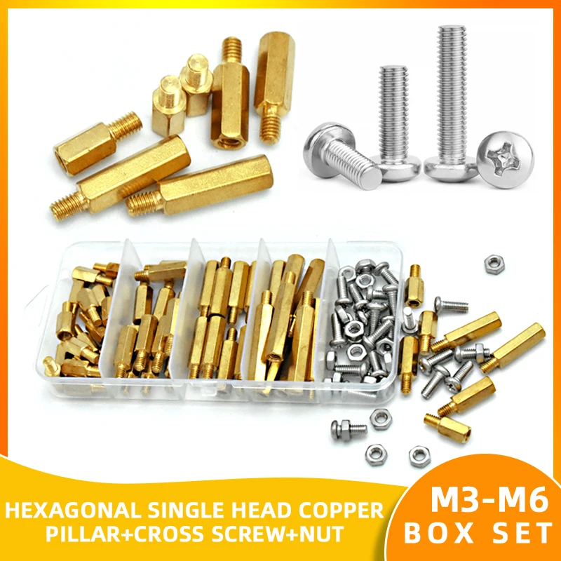 M3 M4 M5 M6 Motherboard Standoffs Screws Nuts Kit Hex Brass Spacer Laptop Bolt for DIY Computer Electronic PCB Circuit Board