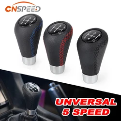 Universal 5 Speed Gear Shift Knob Manual Leather Red Stitch M8 M10 M11 M12 Car Gear Stick Shift Knob Lever Manual Transmission