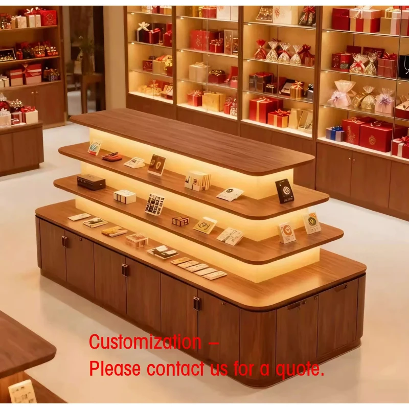 custom.Shop Display Cabinet, Department Display Cabinet, Miniso Shelf Customization, Multi-level Island Display Cabin