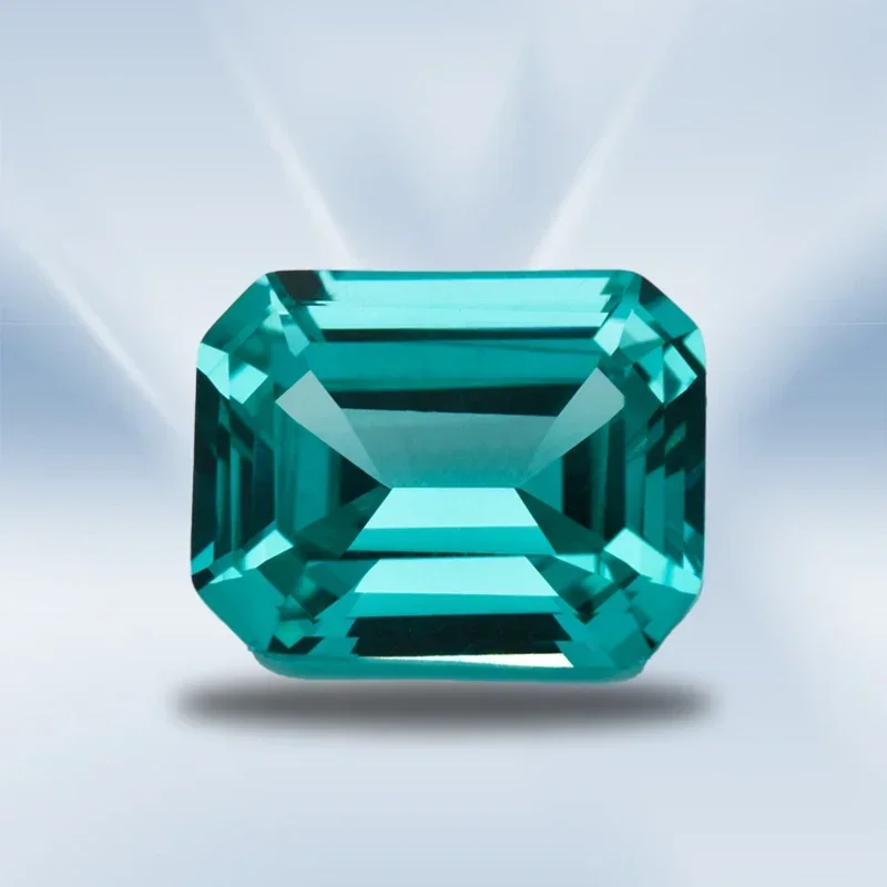 Lab Grown Paraiba Emerald Cut VVS1 Sapphire Gemstone for Charms DIY for Jewelry Making Materials Selectable  Certificate