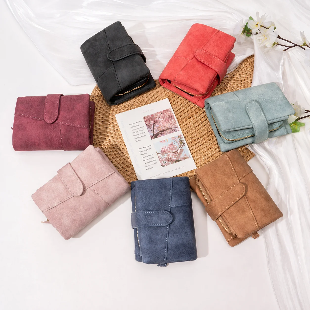 

Short Tri-Fold Wallet Pu Leather Multi-Card Slot Wallet Frosted Pu Leather Wallet Urban Minimalist For Dating Shopping Clutch