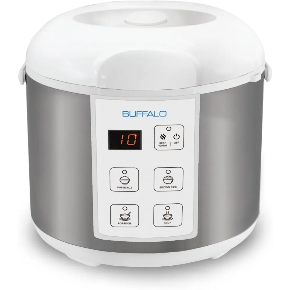 

Buffalo Classic Rice Cooker with Clad Stainless Steel Inner Pot - Electric Rice Cooker for White/Brown Rice, Grain - Easy-to-cle