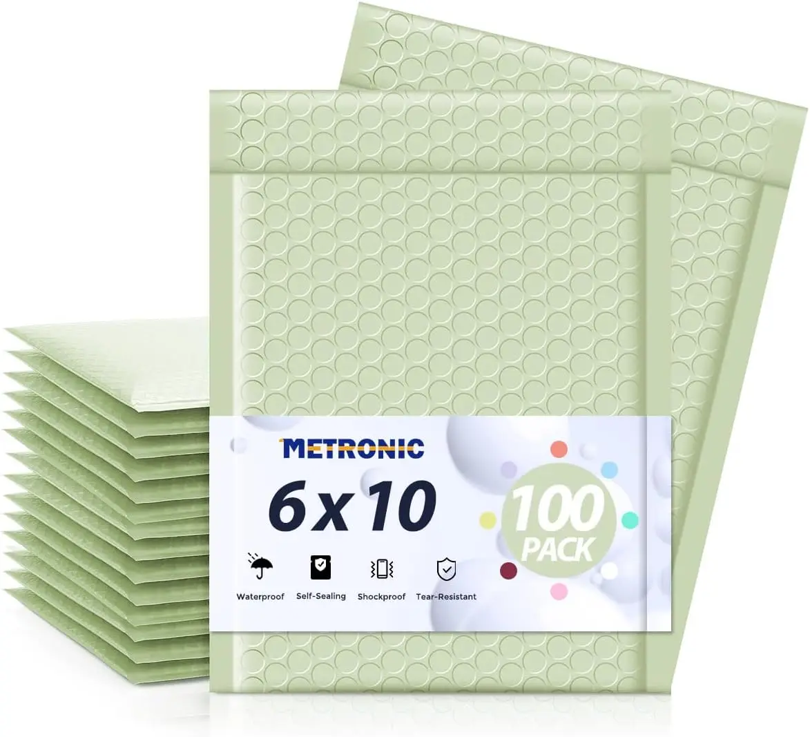 

Padded Bubble Mailers 6x10" 100 Pack Mint Green Self-Seal Envelopes Usable Size 6x9" Waterproof for Small Business Mailing