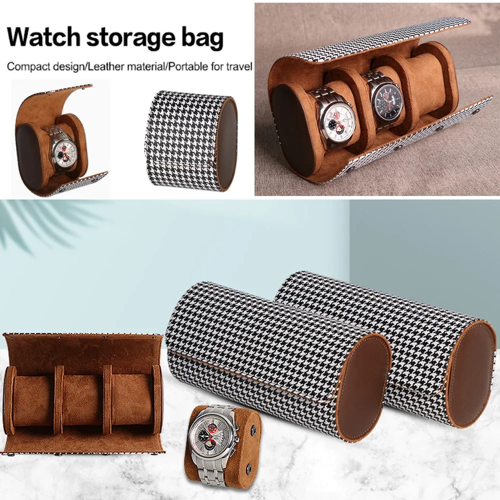 Watch Roll Travel Case 1/2/3 Slot Watch Storage Organizer with Removable Pillows & Solid Dividers Portable Secure Watch Holder