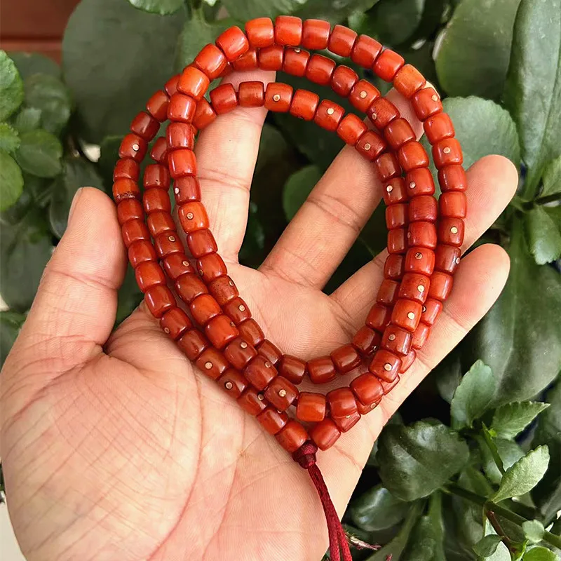 

Yak Bone 108, медные бусины, инкрустированные медными бусинами для женщин и мужчин, браслет из бисера в тибетском стиле