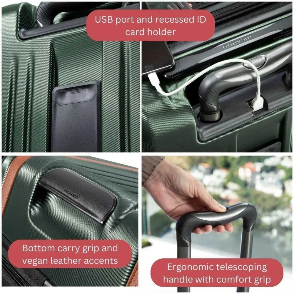 أمتعة صلبة قابلة للتوسيع مع عجلات دوارة مزدوجة، قبضة مريحة للتغليف والتنقل دون جهد، ترقية Montecito 2.0