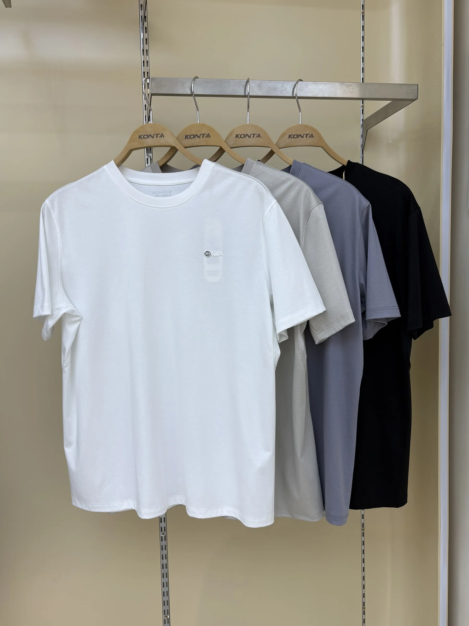 

Мужская футболка KONTA 2206 с круглым вырезом и коротким рукавом, дышащая, спортивная, однотонная, свободного кроя, летняя, хлопковая