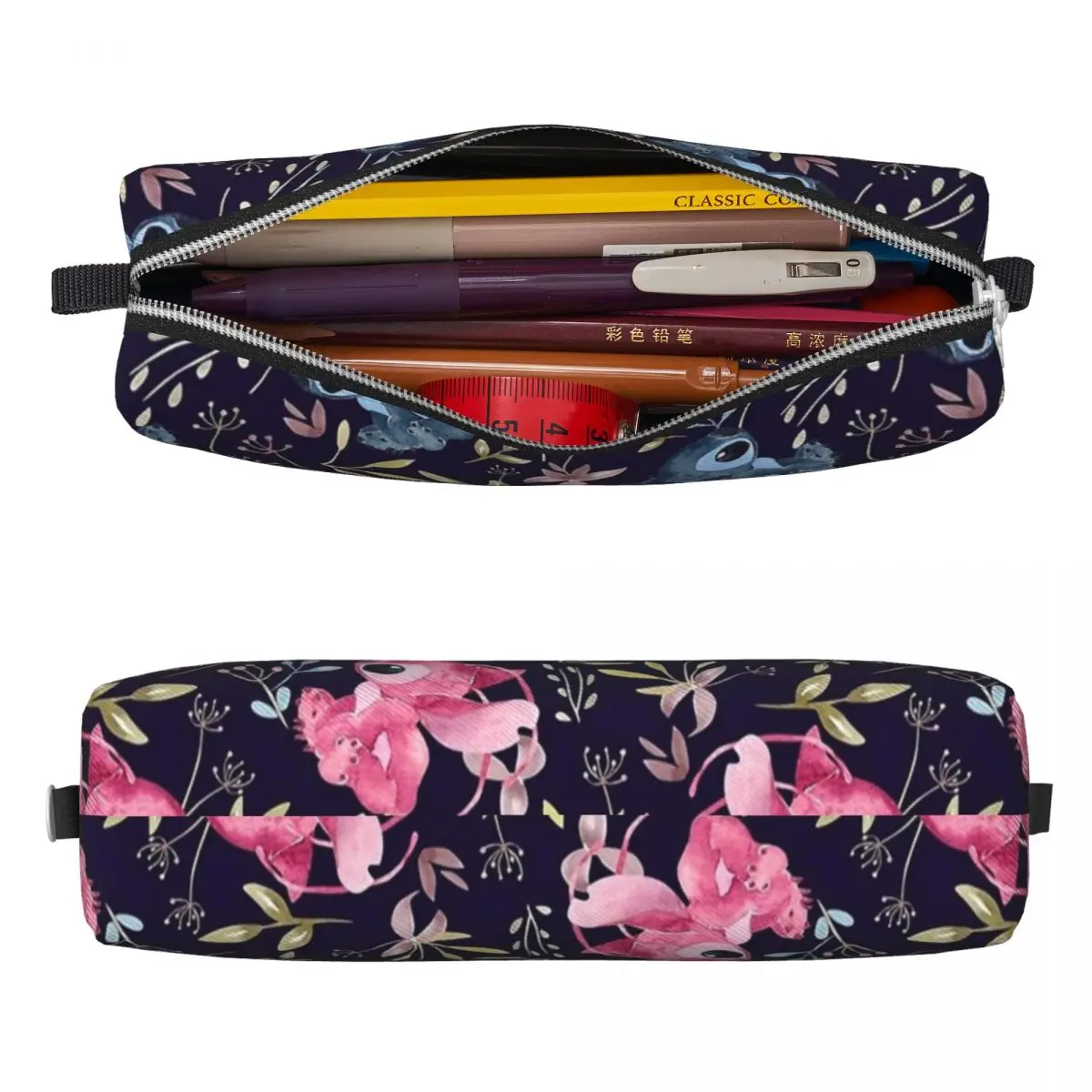 Tropical Floral Stitch Pencil Case Lovely Pen Holder Bags Kids Large Storage School Supplies Cosmetic Pencil Box