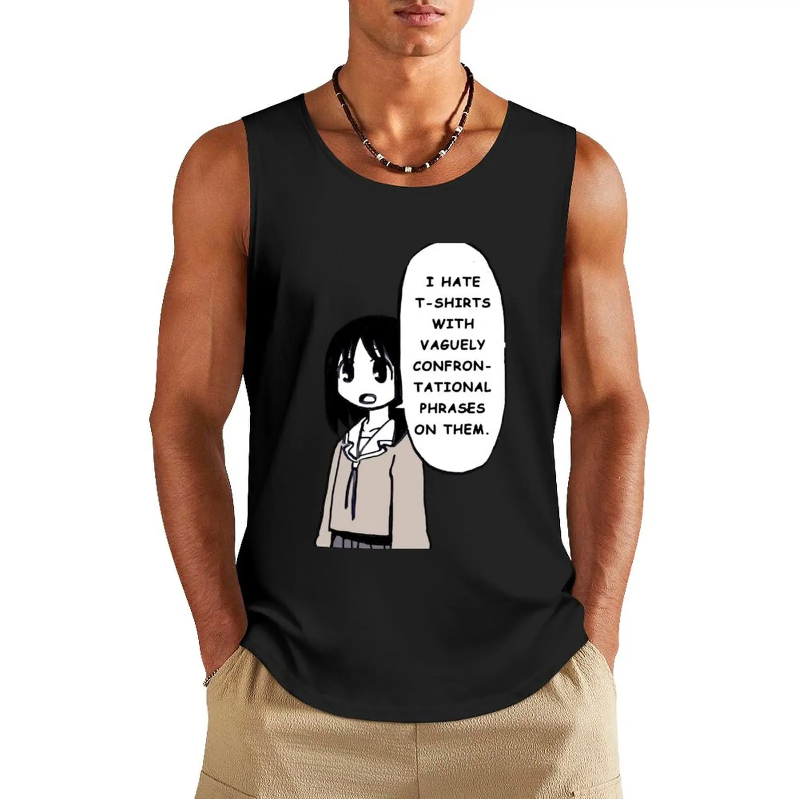 

I draw that panel of osaka saying she doesn_t like rude shirts azumanga daioh Tank Top Men gym sportswear T-shirt Men's gym