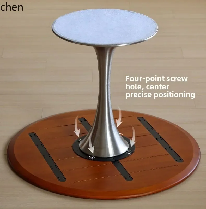 Mesa de comedor retro H5.26 de madera maciza para apartamento pequeño, mesa redonda de lujo ligero.