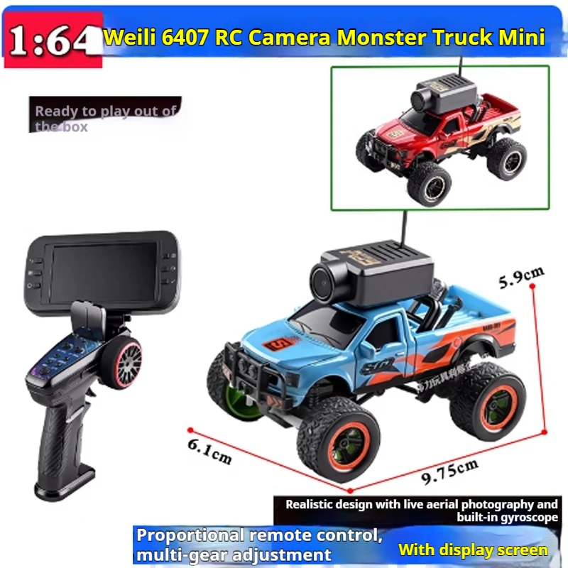 Wltoys 6407 6407-C 1:64 FPV RCカー ミニ カメラモニター付き Wifiアプリ制御 高速ドリフトレーシングカー デスクトップトイ ギフト
