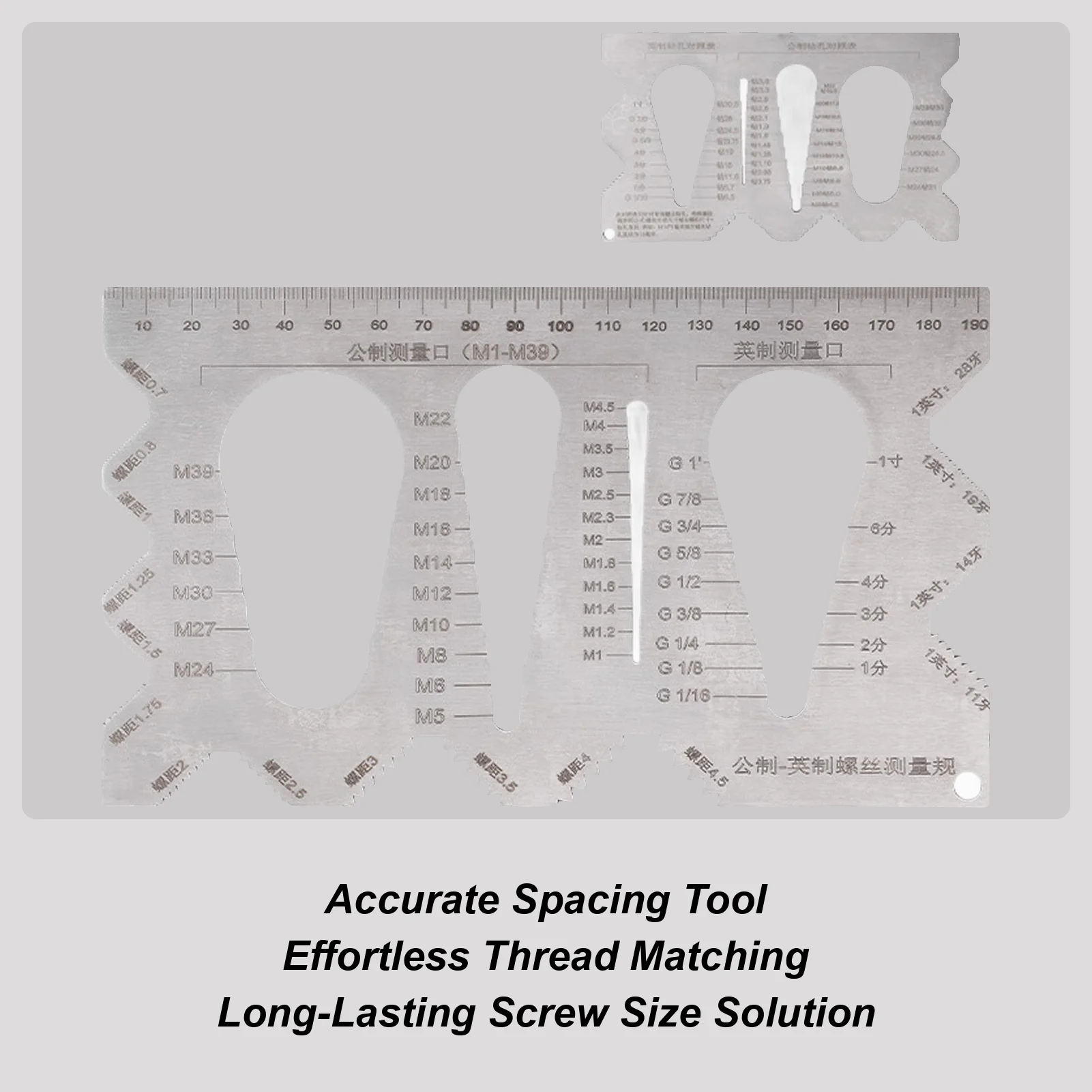 Screw Size Checker Quick Precise Portable Bolt Measuring Tool Screw Size Measurement Gauge for Projects Workshop Outdoor Work