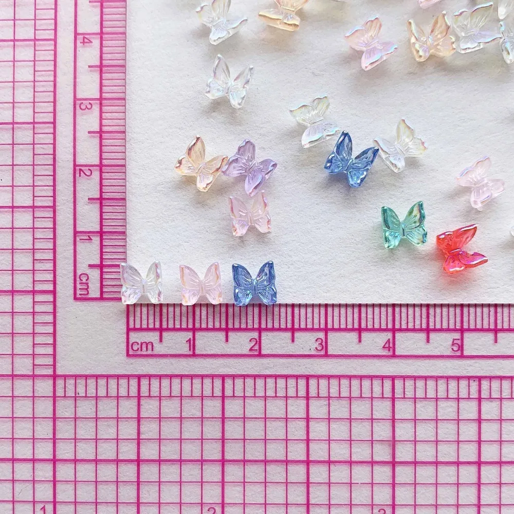 200pcs Mini Kawaii resin Shining Butterfly FlatBack Cabochons Scrapbook Diy nail Party Hairpin Accessories Home Decoration Craft