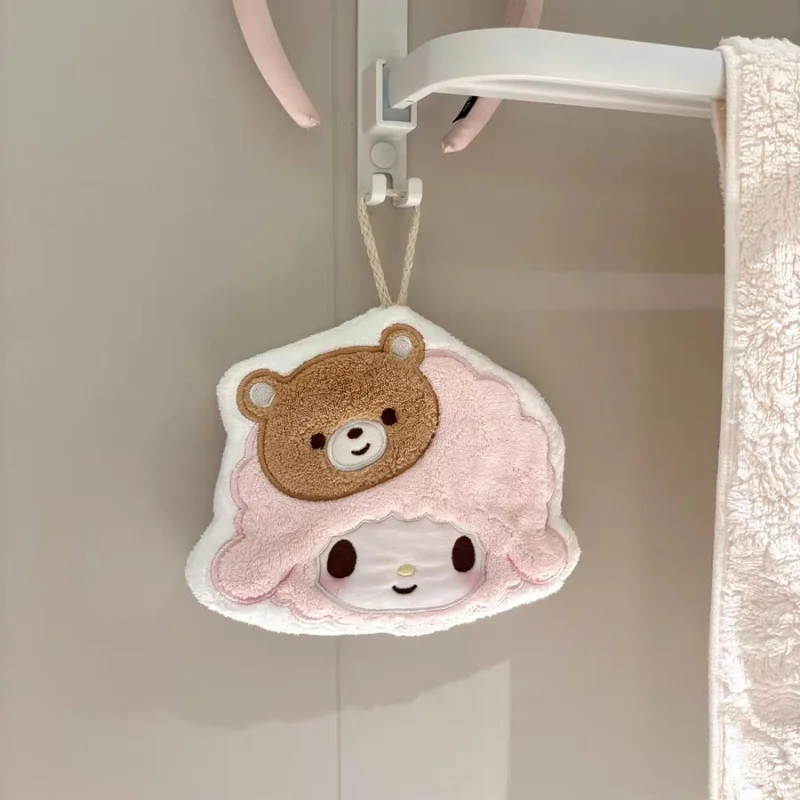 

Sanrio My Melody Pink Wallmounted Absorb Water Soft Plush Towel Kitchen Countertop Rag Toilet Wipe Hands Towel Halloween Gift