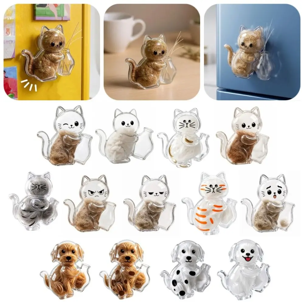 Creative Pet Memorial Fridge Magnet DIY Cat Dog Shape Pet Hair Keepsake Box Dustproof Cute Pet Memorial Container Pet Lovers