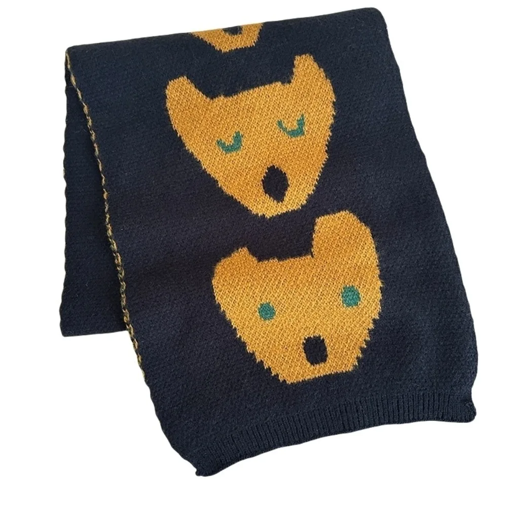 

Fashion Lightweight Puppy Pattern Scarf Windproof Warm Cashmere Blend Scarf Cute Korean Style Knitted Shawl Winter