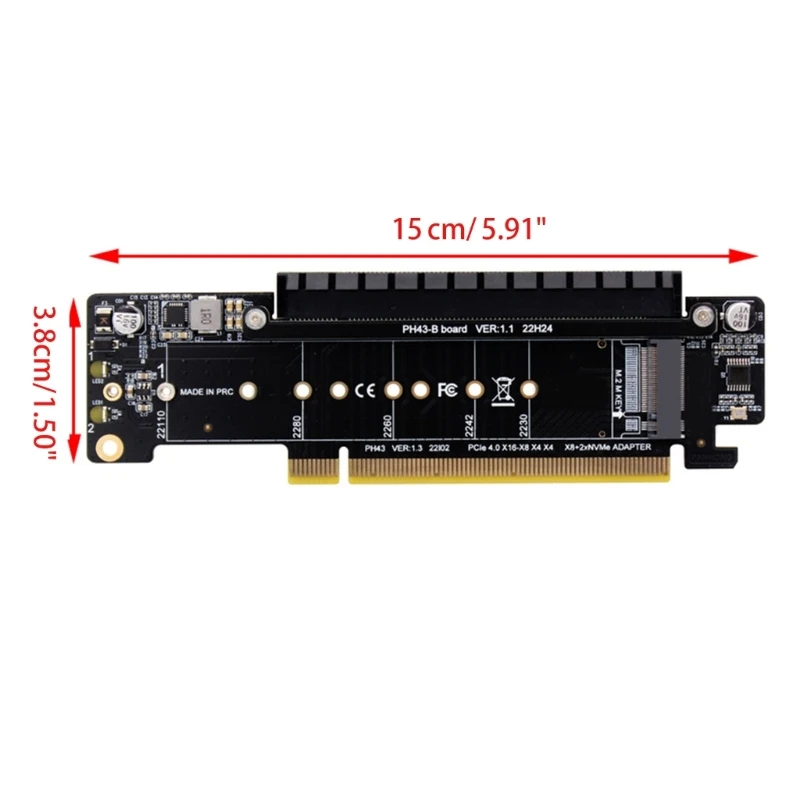 PCIE4.0 Split Expansion Riser Card PCIE X16 to X8+X4+X4 Quad VROC M.2 NVMe Port DIY Expansion Board Adapter Replacement