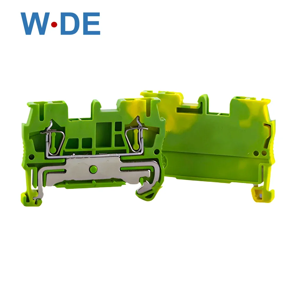 Din Rail Terminal Blocks 10Pcs ST-1.5PE Connectors Return Pull Type Spring Cage Connection Ground Terminal Blocks Screwless