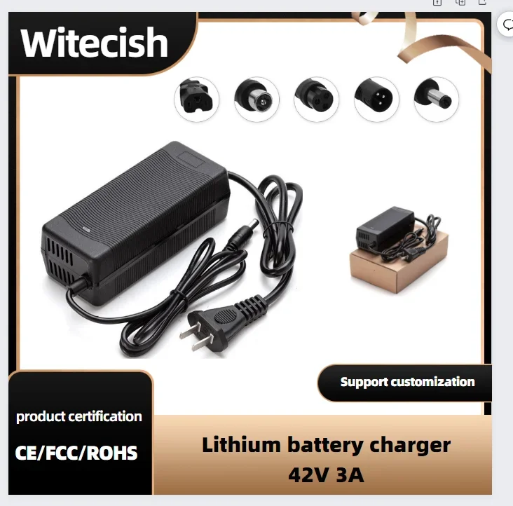 42V 3A Smart Battery Charger for 10S 36V 37V Li-ion Battery Charger DC 5.5mm*2.1mm fast charging