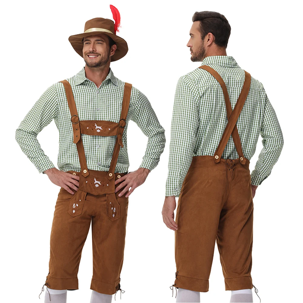 

Men's German Munich Oktoberfest Lederhosen Suspenders Beer Costume Bavarian Tradition Festivals National Cosplay Jumpsuit