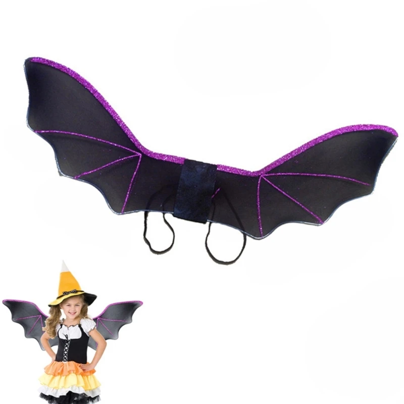 Halloween vleermuisvleugels voor kinderen, glitter vleermuisvleugels cosplay vleermuisvleugelkostuums Halloween cosplay voor