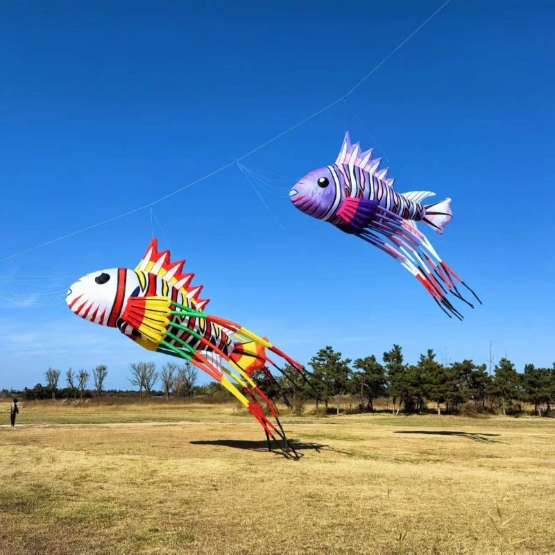 800cm nowy latawiec z rybą latający sznurek linka miękki latawiec pilot nadmuchiwane latawce nylonowy latawiec do zabawy na świeżym powietrzu profesjonalny lew zabawa Parachute