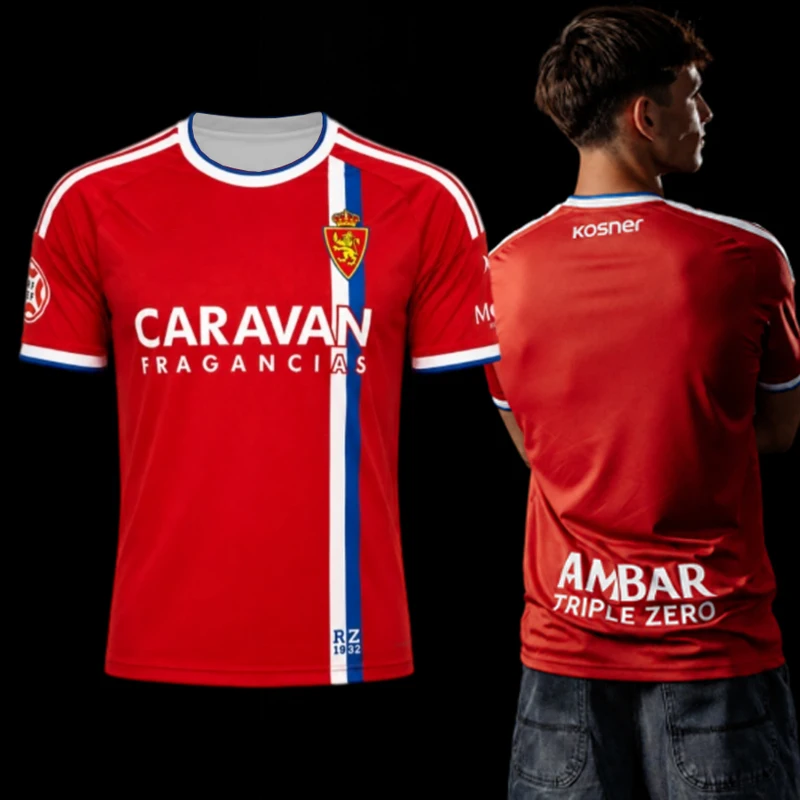 2026‑27 Real Zaragoza First & Second Football Jersey Fan Version Sports Match Training Short Sleeve T-Shirt Family Matching