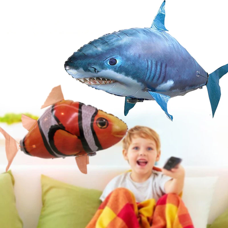 Inflatable Remote Control Shark Toys Air Swimming RC Animal Radio Fly Balloons Clown Fish Animals Novel Toy For Children Boys