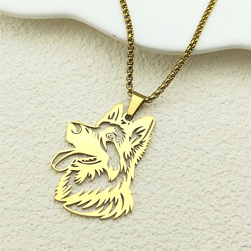 Schöne Deutscher Schäferhund Anhänger Halskette für Frauen Männer Edelstahl Silber Farbe Punk Haustier Welpen Kette Schmuck Geschenke – Detail 5