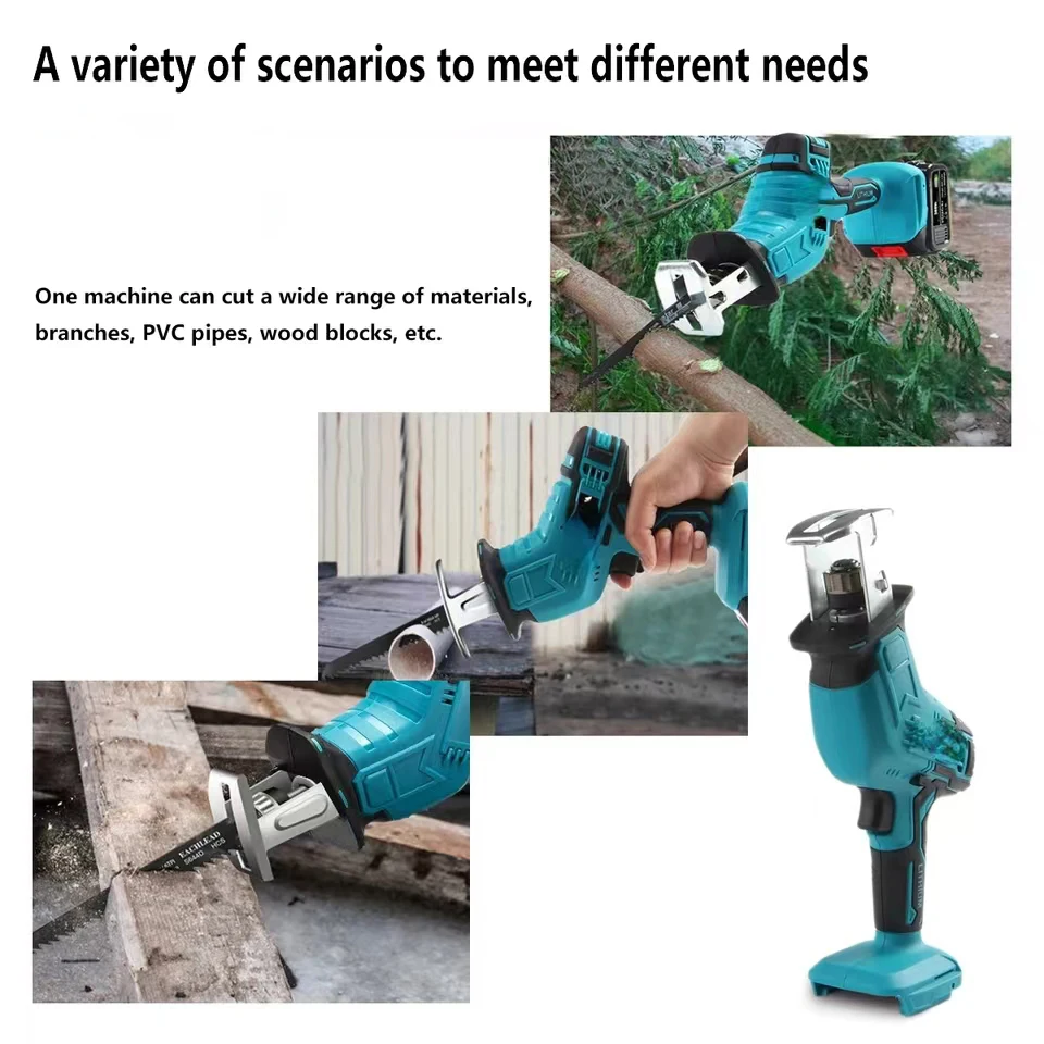 Cordless Reciprocating Saw Wood/Metal Cutter Woodworking Tool Rechargeable Electric Saw Power Tools for Makita 18V Battery