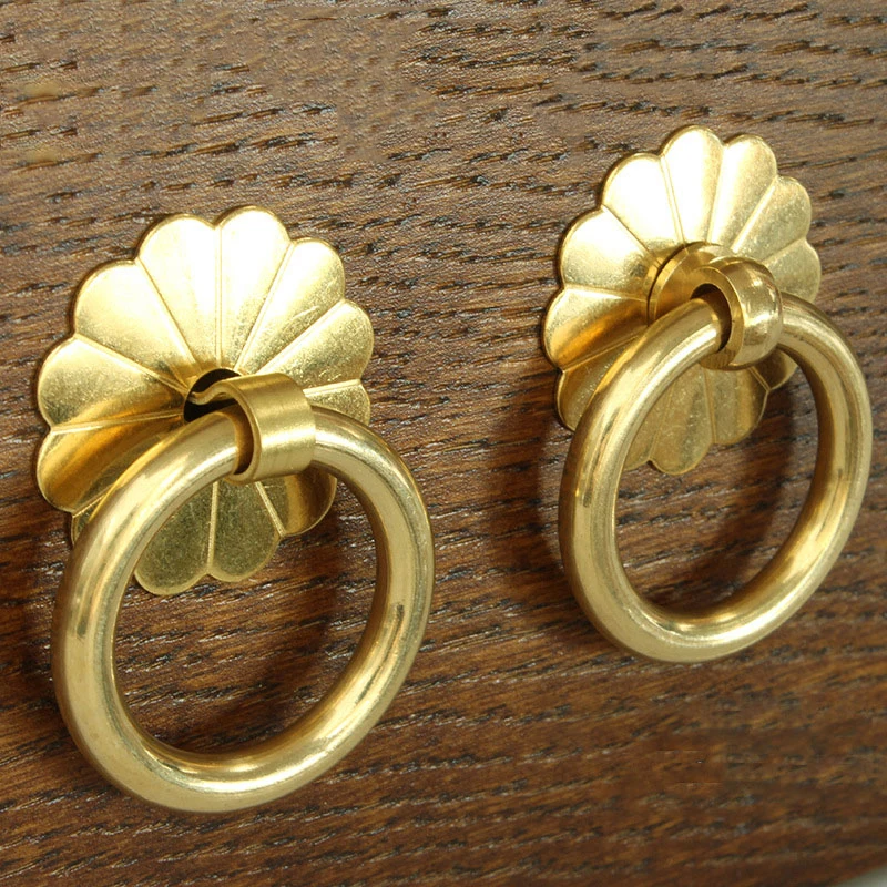 Gabinete de medicina china, anillo Circular, lata de té, anillo de tracción, Hardware, manija de puerta de armario, muebles antiguos, cajón, manija de latón