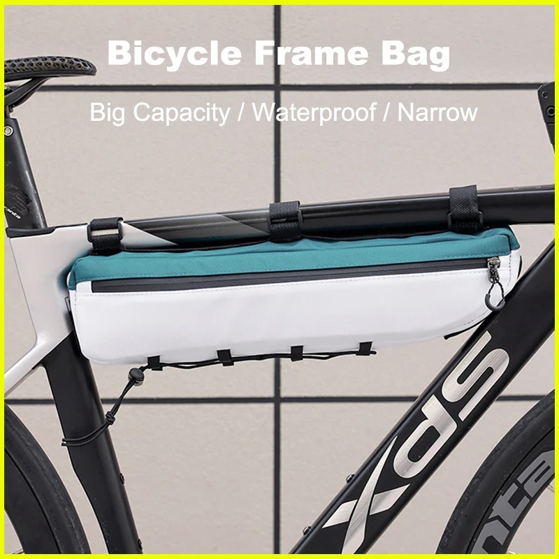 

White Narrow Bicycle Frame Bag Large Capatity Under Tube Bag MTB Gravel Road Bike Triangle Storage Bag Cycling Accessories