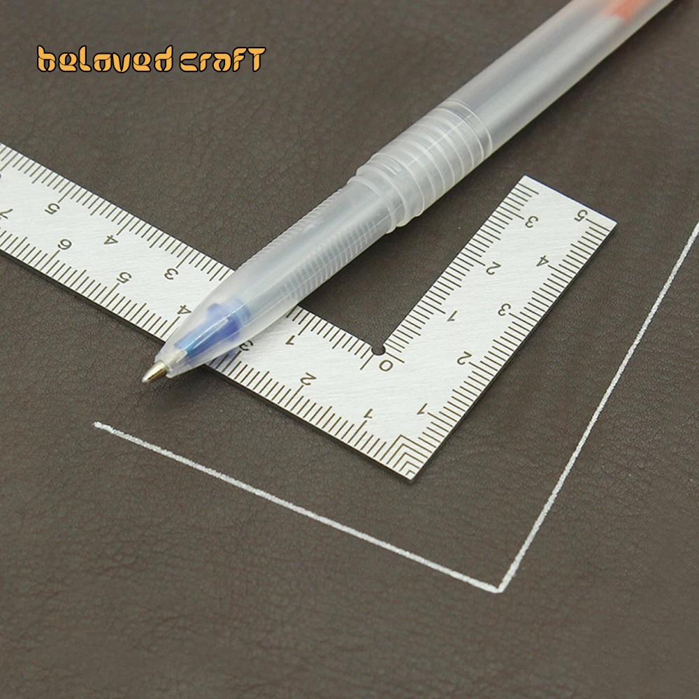 Mini Stainless Steel L-Shaped Double-Sided Precision Scale Ruler - High-Accuracy Measuring Tool for Leather Design Metal Materi