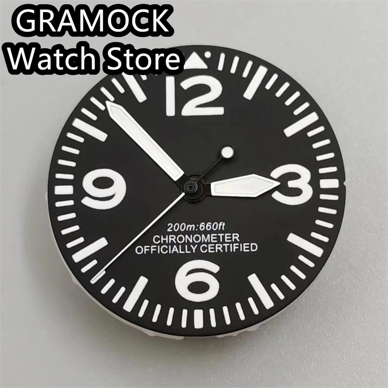 

Циферблат GRAMOCK 29 мм, черный циферблат, зеленый светящийся циферблат NH35 NH36, механизм